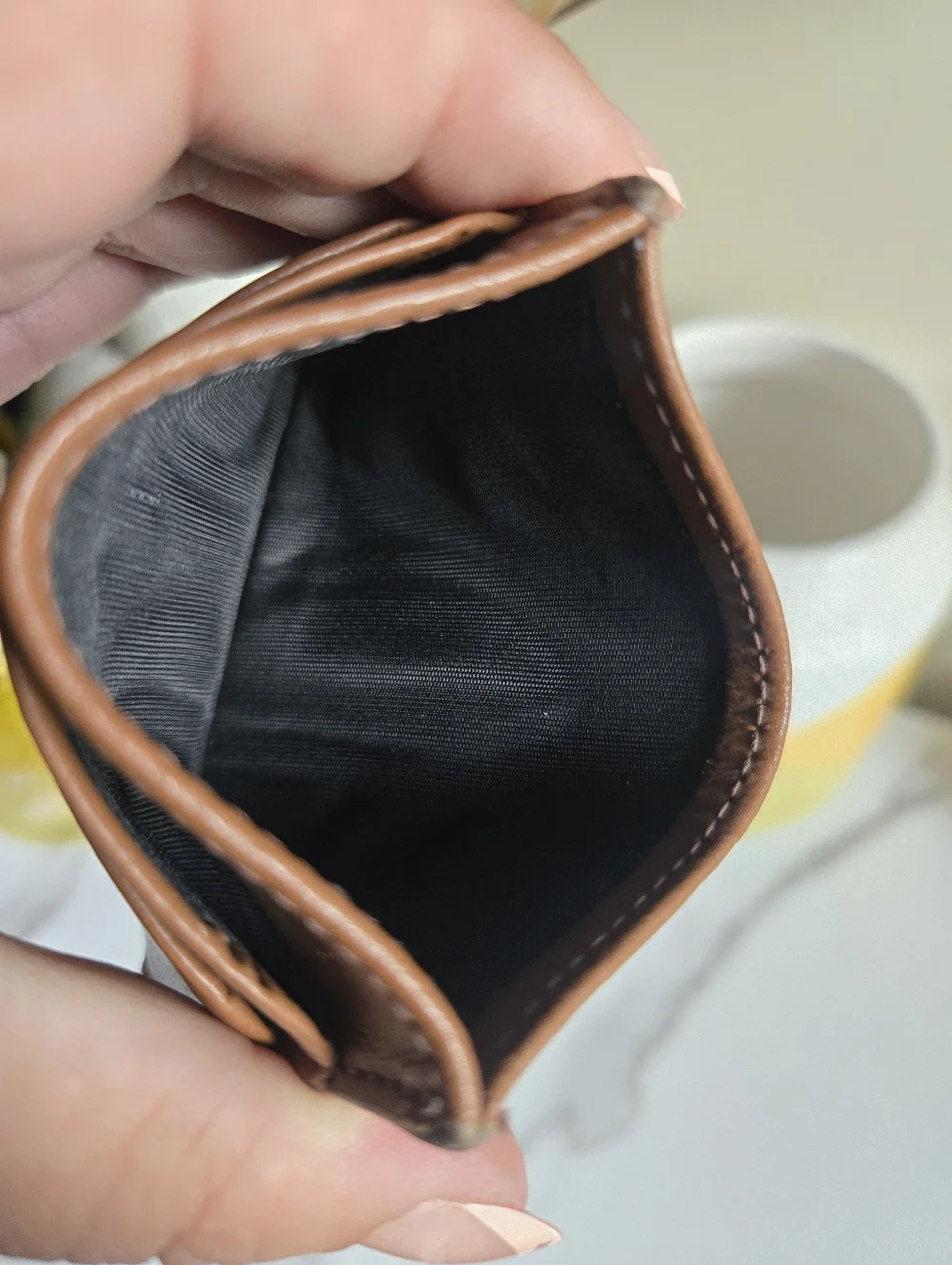 GUC Frame Brown Leather Slim Card Holder Wallet